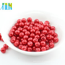 Pérola plástica redonda dos grânulos vermelhos redondos do furo da venda da fábrica para a arte do prego